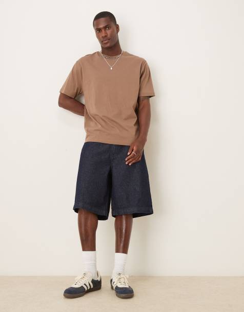 ASOS DESIGN – Długie szerokie szorty jeansowe w kolorze granatowym - view 1