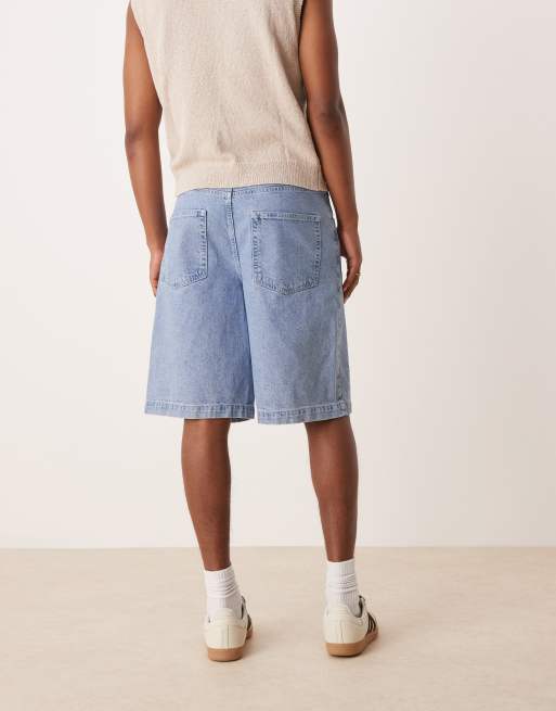 ASOS DESIGN – Długie szerokie szorty jeansowe w kolorze niebieskim, 5 z 5