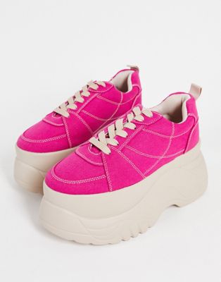 ASOS DESIGN Duke canvas chunky trainers in pink