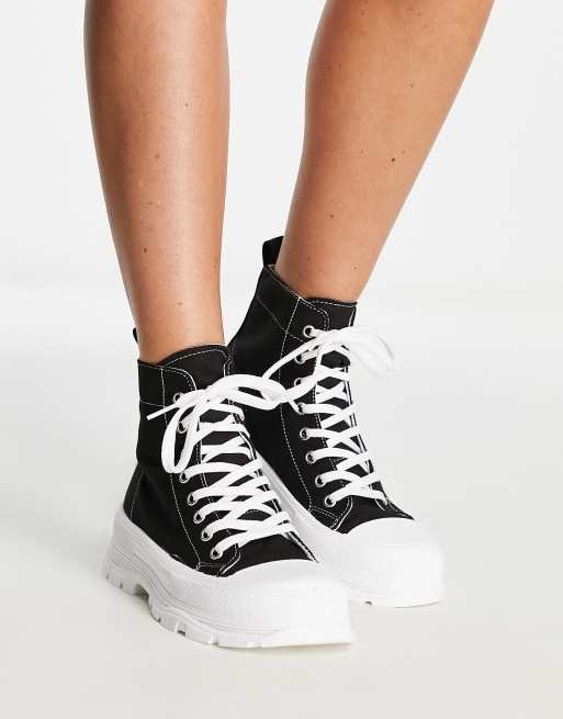 ASOS DESIGN Dulcie high-top canvas sneakers in black