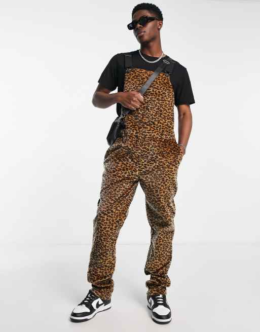 ASOS DESIGN dungarees in leopard print design