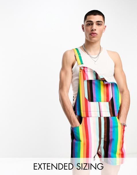 ASOS DESIGN dungarees in rainbow print - view 1