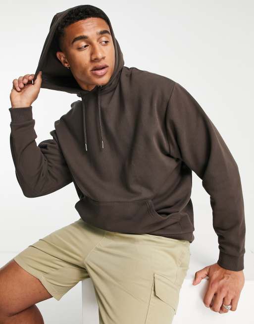 ASOS DESIGN – Dunkelbrauner Oversize-Kapuzenpullover