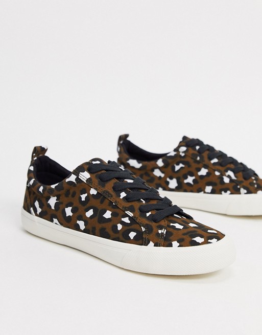 ASOS DESIGN Dunn lace up trainers in leopard