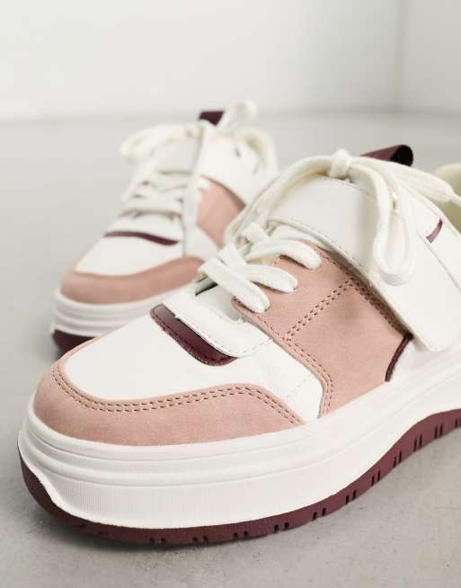 ASOS DESIGN Duplex Sneaker in Weinrot mit Klettverschluss ASOS