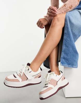 Asos Design Duplex Velcro Sneakers In Burgundy-red