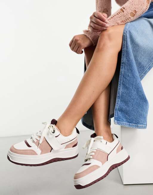 ASOS DESIGN Duplex velcro sneakers in burgundy ASOS