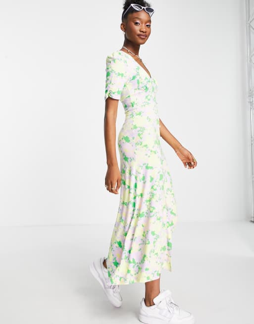 ASOS DESIGN – Durchgeknöpftes Maxikleid mit pastellfarbenem Blumenmuster