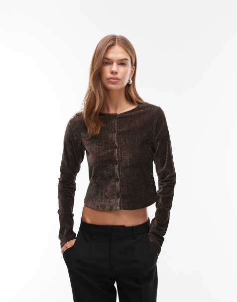 ASOS DESIGN – Durchgeknöpftes Samtoberteil in Schwarz - view 1