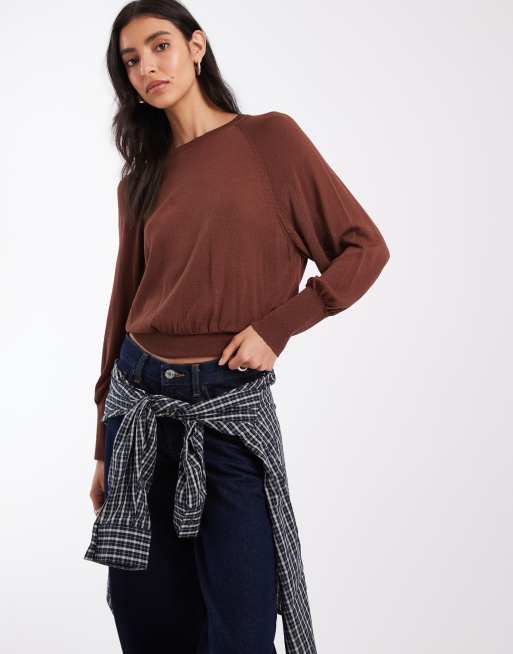 ASOS DESIGN durchsichtiger Strickpullover in Schokobraun, 3 von 4