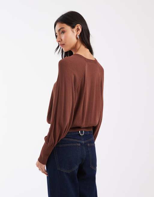 ASOS DESIGN durchsichtiger Strickpullover in Schokobraun, 4 von 4