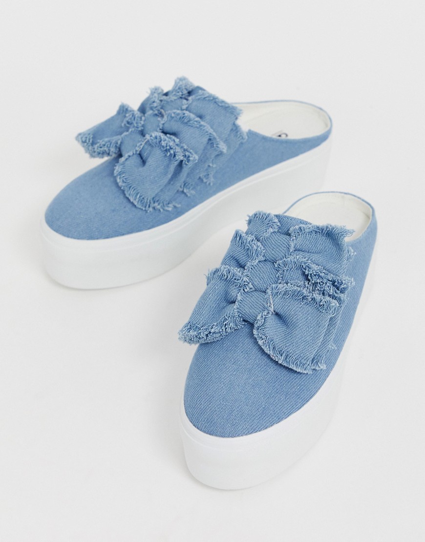 ASOS DESIGN - Durham - Sneakers a sabot con fiocco-Blu