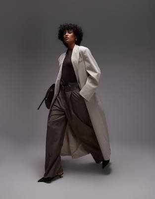 ASOS DESIGN - Duster-Blazer im Longline-Schnitt in Stein-Neutral