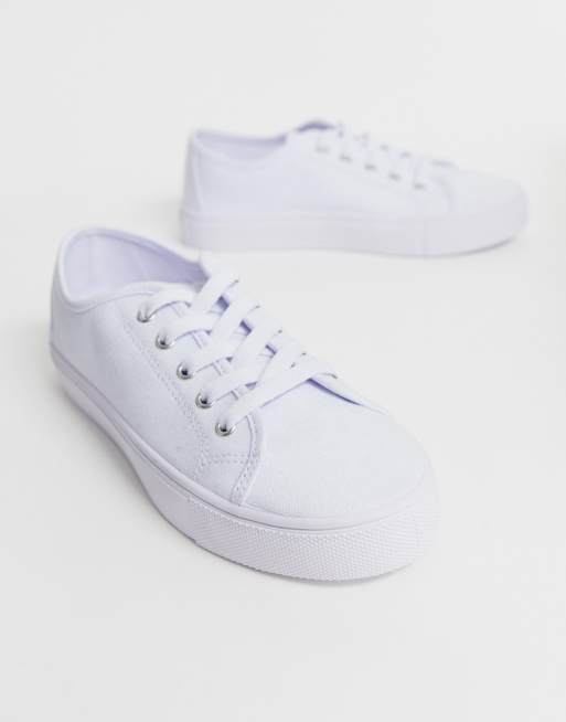 ASOS DESIGN Dusty lace up sneakers in white, 3 of 4