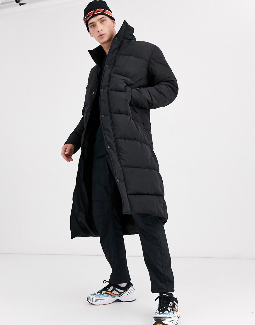 ASOS DESIGN - Duurzame gewatteerde jas met opstaande boord in zwart