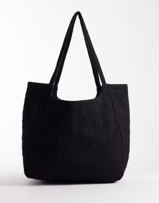 ASOS DESIGN – Duża fakturowana torba typu tote w czarnym kolorze