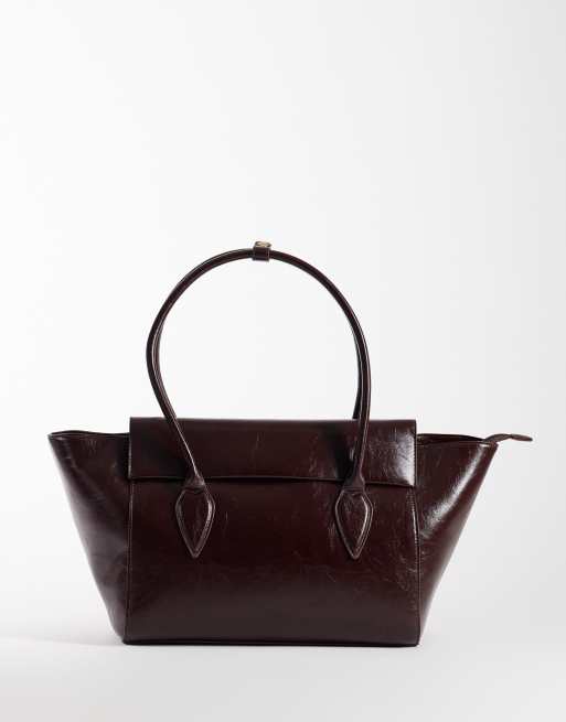 ASOS DESIGN – Duża usztywniana torba typu tote w bordowym kolorze