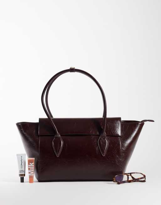 ASOS DESIGN – Duża usztywniana torba typu tote w bordowym kolorze, 2 z 4