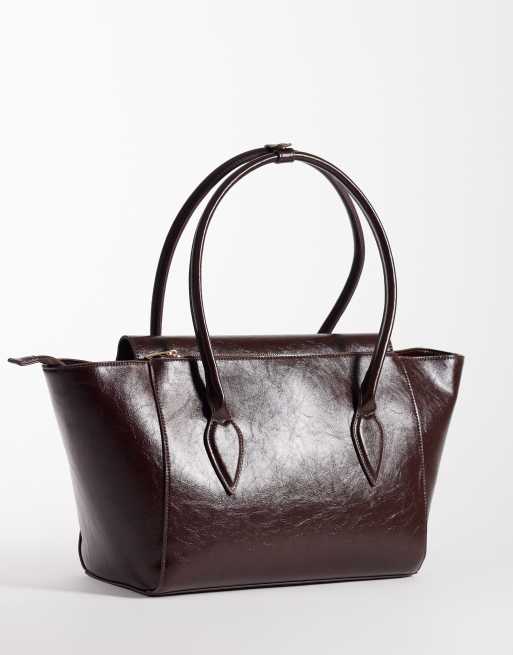 ASOS DESIGN – Duża usztywniana torba typu tote w bordowym kolorze, 3 z 4
