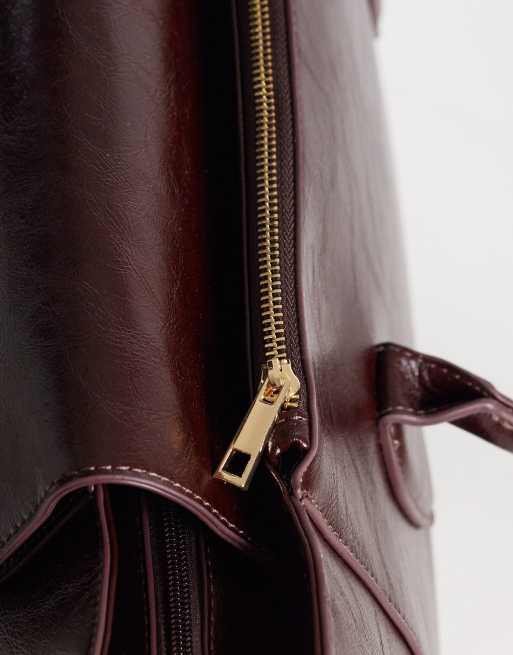 ASOS DESIGN – Duża usztywniana torba typu tote w bordowym kolorze, 4 z 4