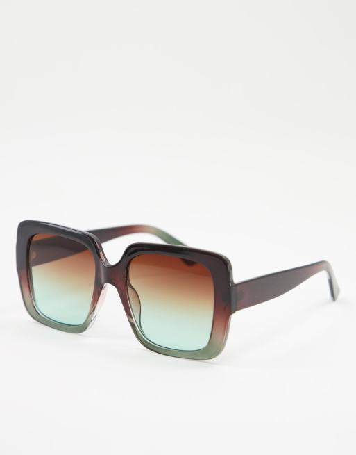 ASOS DESIGN – Duże okulary przeciwsłoneczne w stylu lat 70. z brązowo-zielonymi cieniowanymi soczewkami