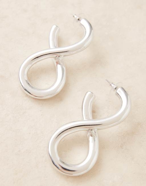 ASOS DESIGN – Duże skręcone kolczyki w odcieniu srebra, 3 z 3