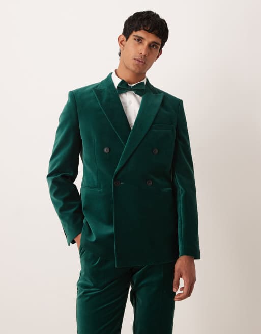 ASOS DESIGN – Dwurzędowa marynarka garniturowa o dopasowanym kroju z bawełnianego aksamitu