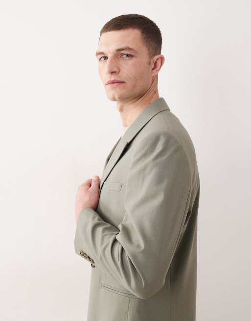 ASOS DESIGN – Dwurzędowa marynarka o regularnym kroju w szałwiowym kolorze, 3 z 5