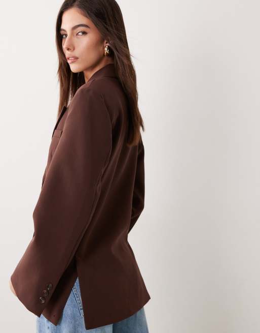 ASOS DESIGN – Dwurzędowa marynarka w kolorze ciemnej czekolady, 3 z 4