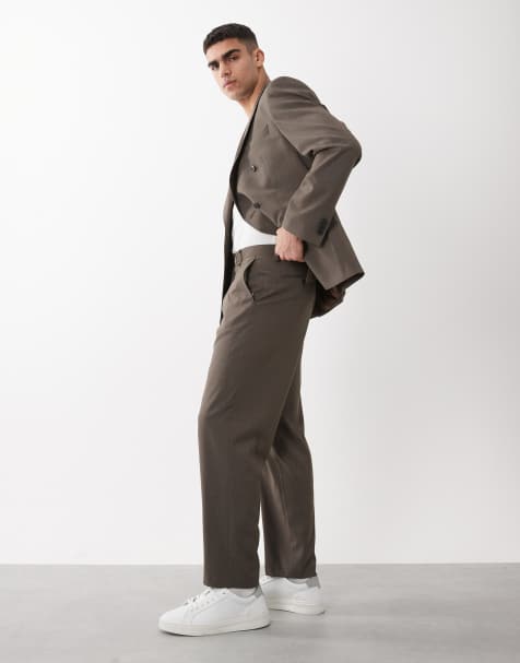 ASOS DESIGN – Dwurzędowy garnitur o regularnym kroju w kolorze khaki - view 1