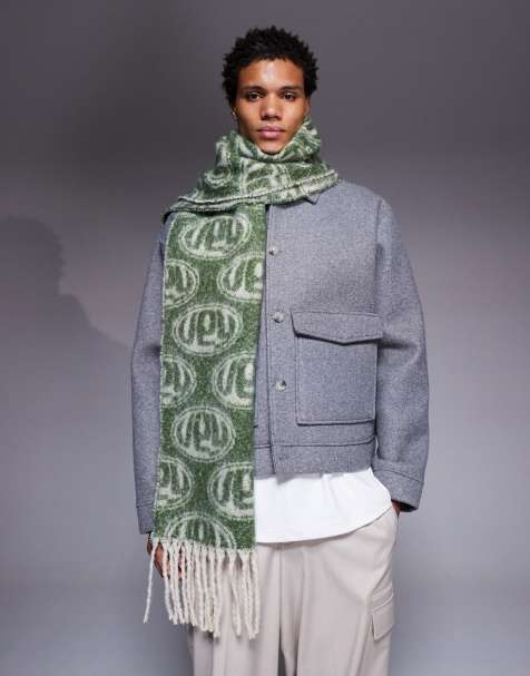 ASOS DESIGN – Dwustronny szalik z materiału w zielonym kolorze z nadrukiem - view 1