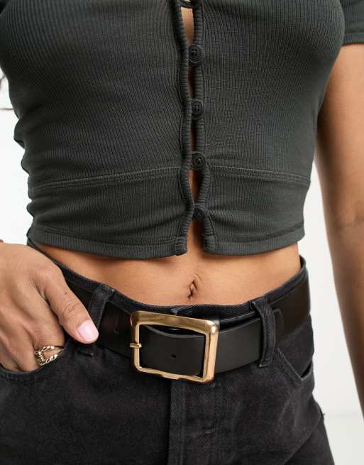 ASOS DESIGN - Dyb grøn baby-t-shirt med V-hals og knapper i ribstrik, 4 af 4
