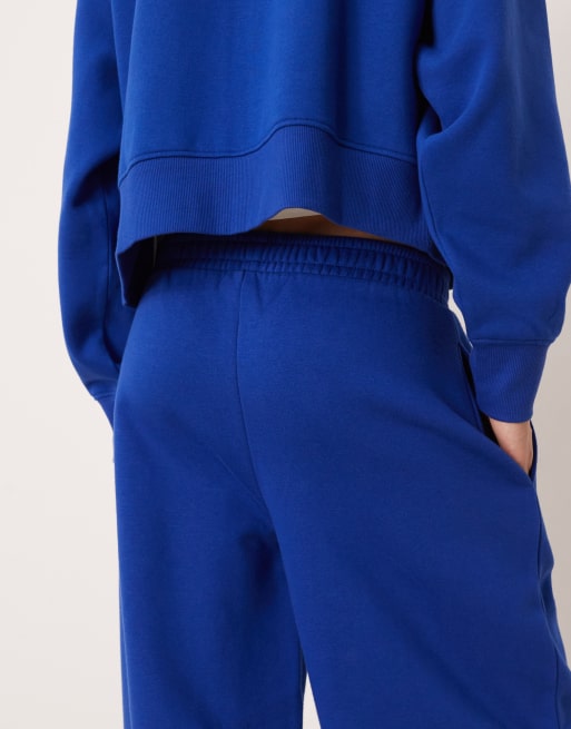 ASOS DESIGN - Dybblå joggingbukser med tøndeformede ben og børstet inderside, 4 af 5