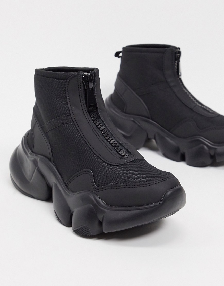 ASOS DESIGN Dylan chunky high top zip sneakers in black
