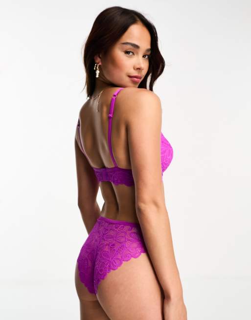 ASOS DESIGN Dylan lace cheeky brazilian briefs in purple