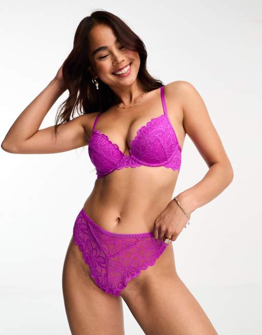 ASOS DESIGN Dylan lace push up bra in purple