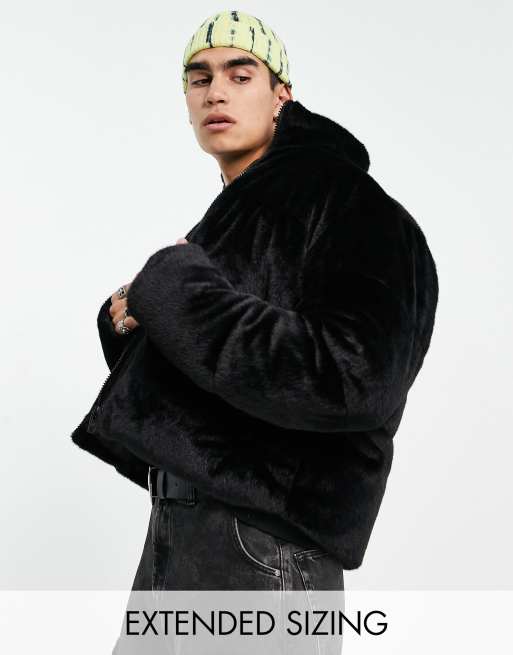ASOS DESIGN - Dynejakke i sort imiteret pels