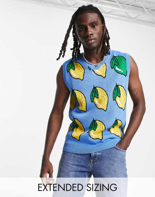 ASOS DESIGN – Dzianinowa kamizelka z motywem cytryn i limonek