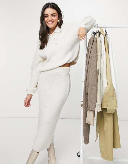 ASOS DESIGN – Kremowy zestaw – sweter z kołnierzykiem i spódnica, 2 z 2