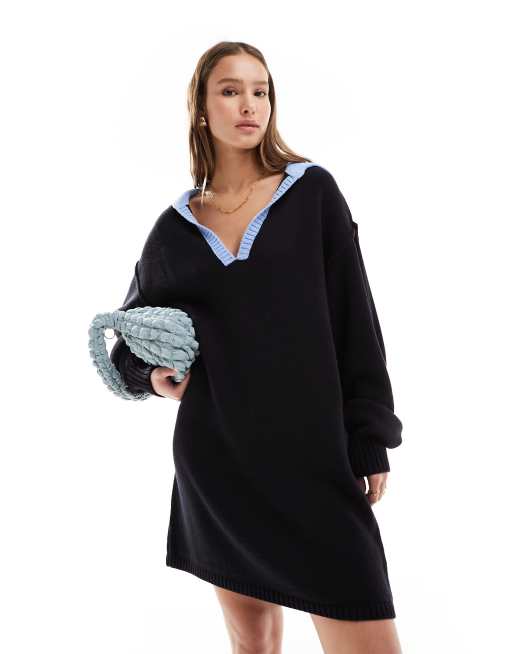 ASOS DESIGN – Dzianinowa sukienka koszulowa mini w stylu rugby
