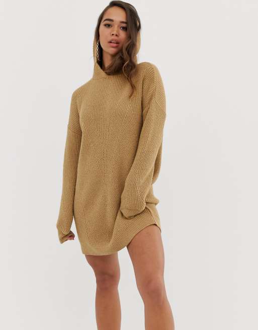 ASOS DESIGN – Dzianinowa sukienka mini z kapturem