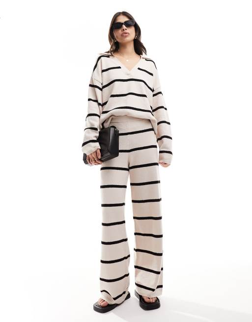 ASOS DESIGN – Dzianinowe spodnie z teksturowanej przędzy w paski, część zestawu, 4 z 5
