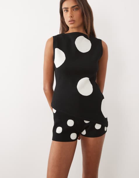 ASOS DESIGN – Dzianinowe szorty w groszki, część zestawu - view 1