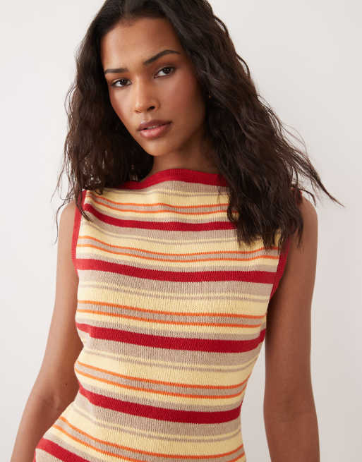 ASOS DESIGN – Dzianinowy asymetryczny top w paski, część zestawu, 3 z 4