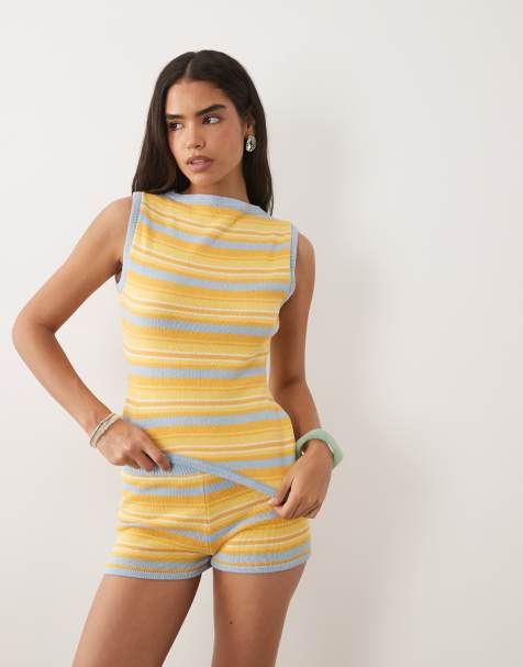 ASOS DESIGN – Dzianinowy asymetryczny top w paski, część zestawu - view 1