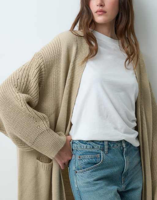 ASOS DESIGN dzianinowy kardigan maxi w kolorze kremowym, 2 z 5