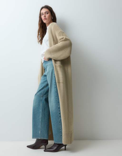 ASOS DESIGN dzianinowy kardigan maxi w kolorze kremowym, 4 z 5
