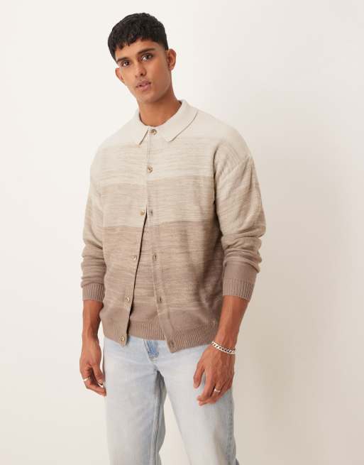 ASOS DESIGN – Dzianinowy kardigan o luźnym kroju z brązowym efektem ombre, część zestawu