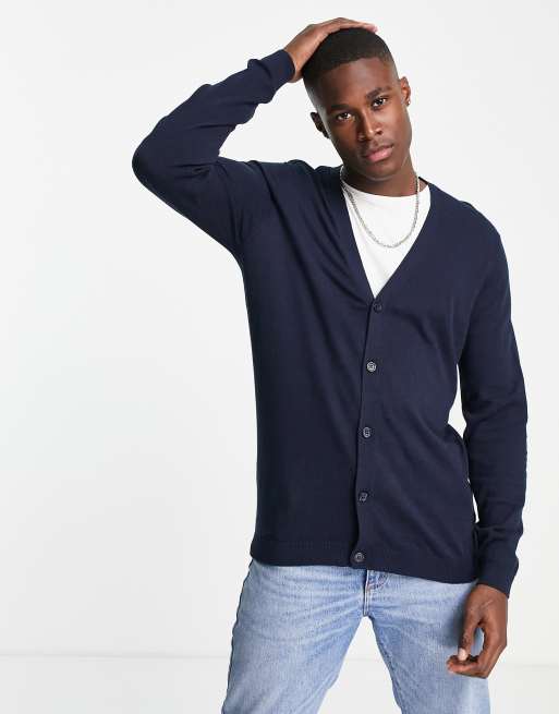 ASOS DESIGN – Dzianinowy kardigan z bawełny w kolorze granatowym