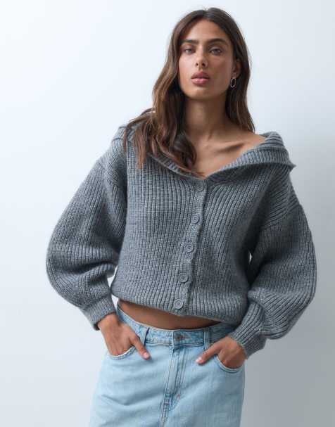 ASOS DESIGN dzianinowy kardigan z kapturem w szary melanż - view 1